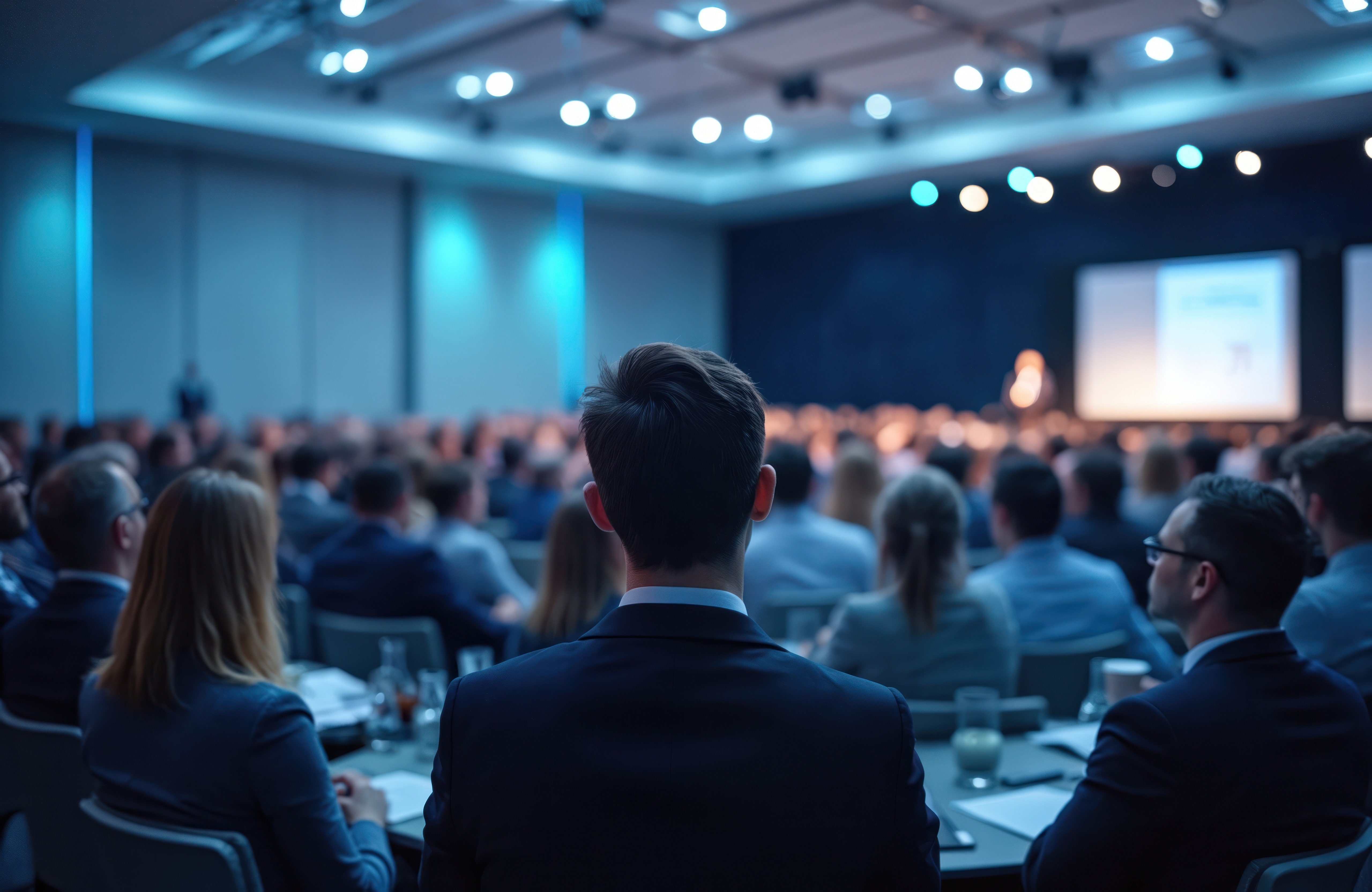 Fachpublikum bei einem Cyber-Security-Vortrag in einem Konferenzsaal.