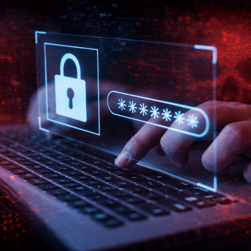 Someone is typing on a notebook and apparently bypassing cyber security guidelines